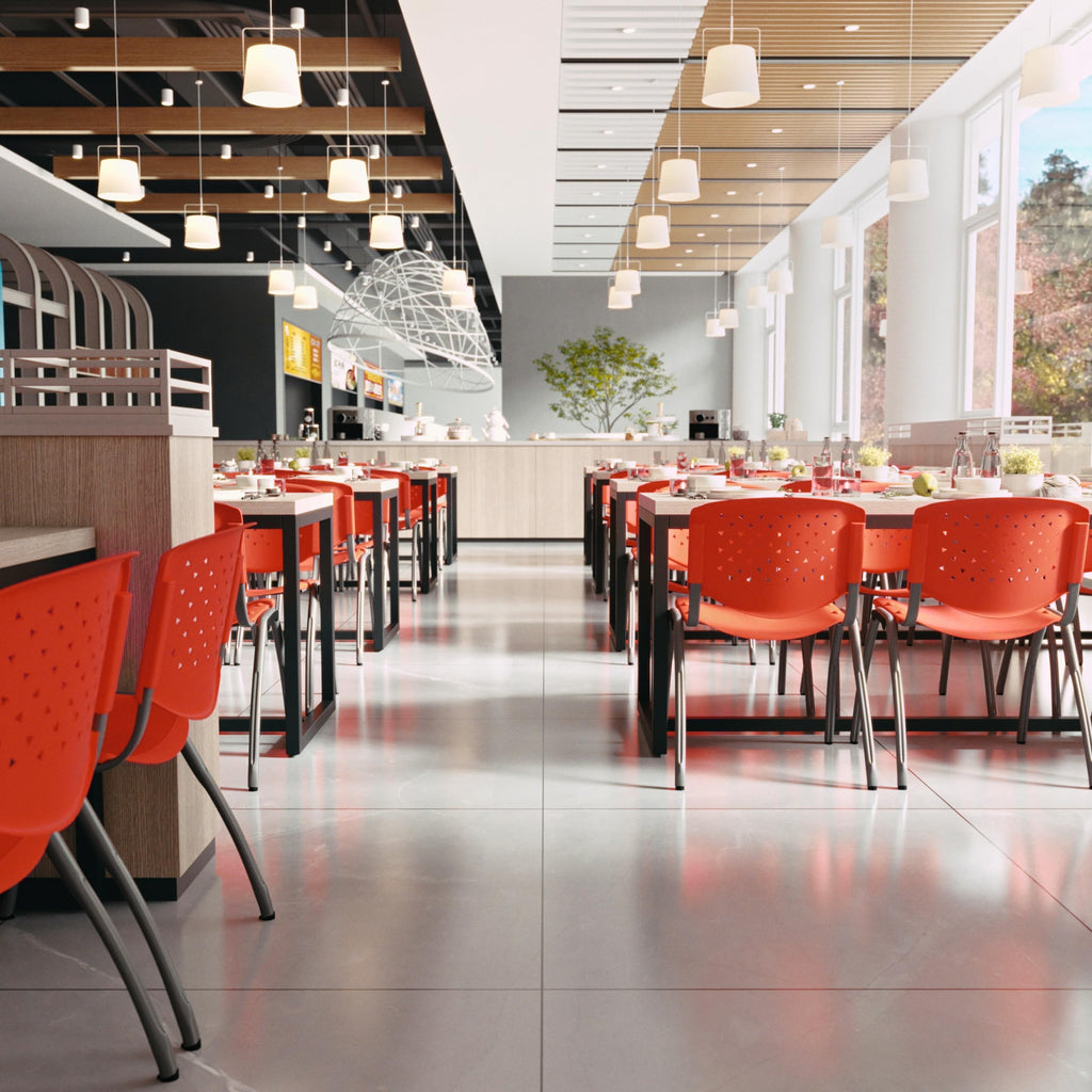HERCULES Series 880 lb. Capacity Orange Plastic Stack Chair with Titanium Gray Powder Coated Frame