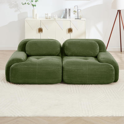 81.8 Inch Modular Sectional Sofa, Loveseat Cloud Couch with Deep Seat, Boneless Couch with Pillows for Living Room Apartment, Green