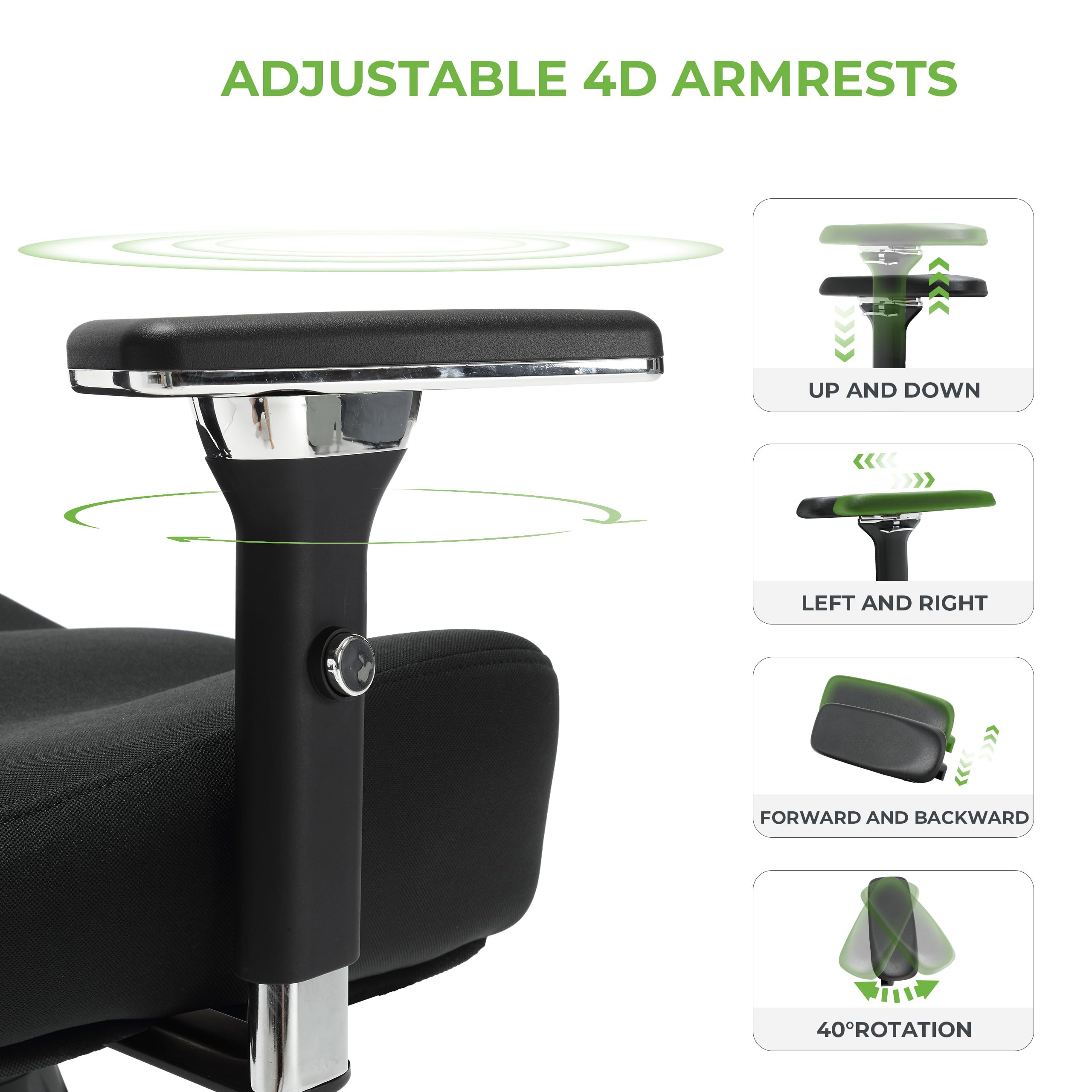 Big and Tall Office Chair 700lbs with Ergonomic W Wide Thick Seat Cushion, Oversized Mesh Desk Chair with Adjustable Lumbar Support, Computer Chair with Upgraded 4D Armrests