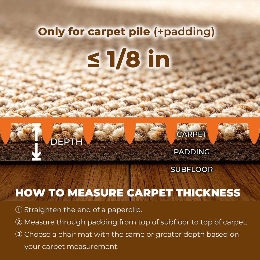 Office Chair Mat for Carpet Floors, 47" x 59" Clear Desk Chair Mats for Low Pile Carpeted Protector, Sturdy PVC Computer Chair Mats Anti-Slip and Easy to Clean for Home & Office