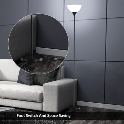 Floor Lamp, Remote Control with Stpeless Color Temperatures and Brightness, Torchiere lamp for Bedroom, Living Room, Bulb Included (Matte Black)