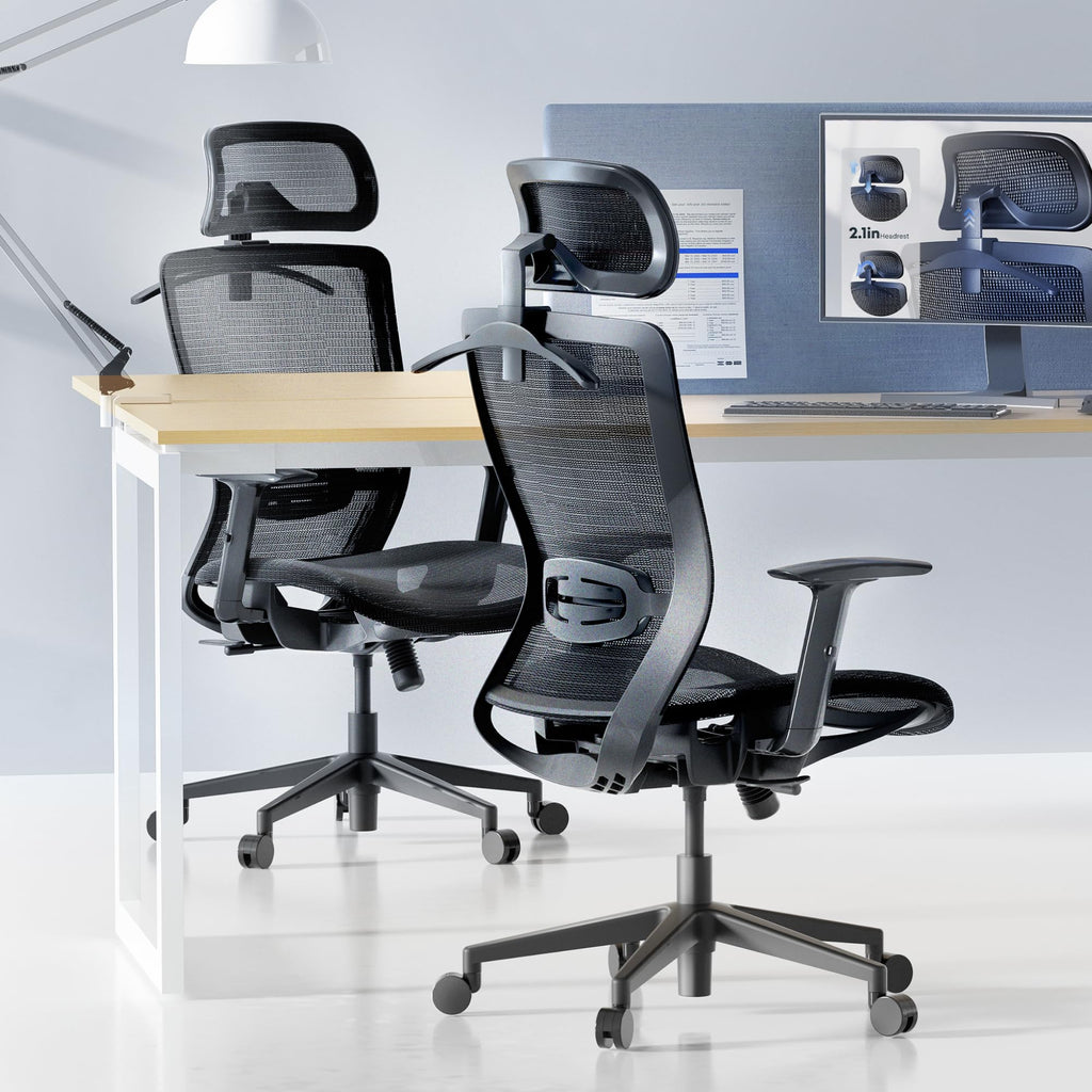 Ergonomic Office Chair High Back Mesh Swivel Computer Chair Home Office Desk Chairs with Wheels Lumbar Support Deep Black