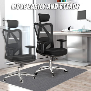 Office Chair Mat for Hardwood Floor,Office Computer Gaming Chair Mat for Tile Floor,Large Floor Protector Rug,Anti-Slip,Easy to Clean,Grey(48