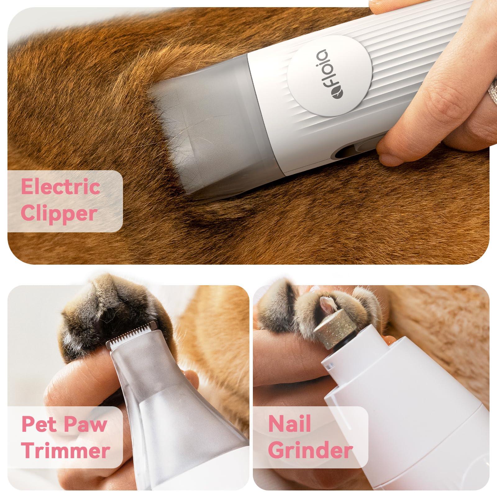 6-in-1 Dog Grooming Kit, Pet Grooming Vacuum for Shedding, Dog Hair Vacuum with Clipper Nail Trimmer Grinder, Pet Brush Groomer at Home, Low Noise Cats Hair Remover, 1.5L Dust Cup, Pink