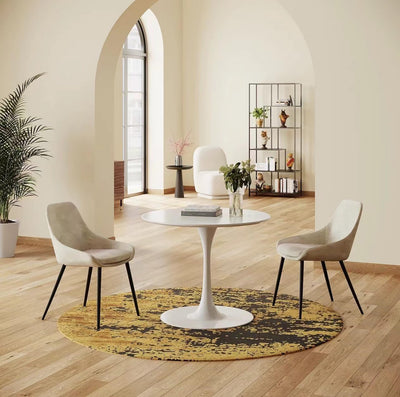 White Round Dining Table, 31.5