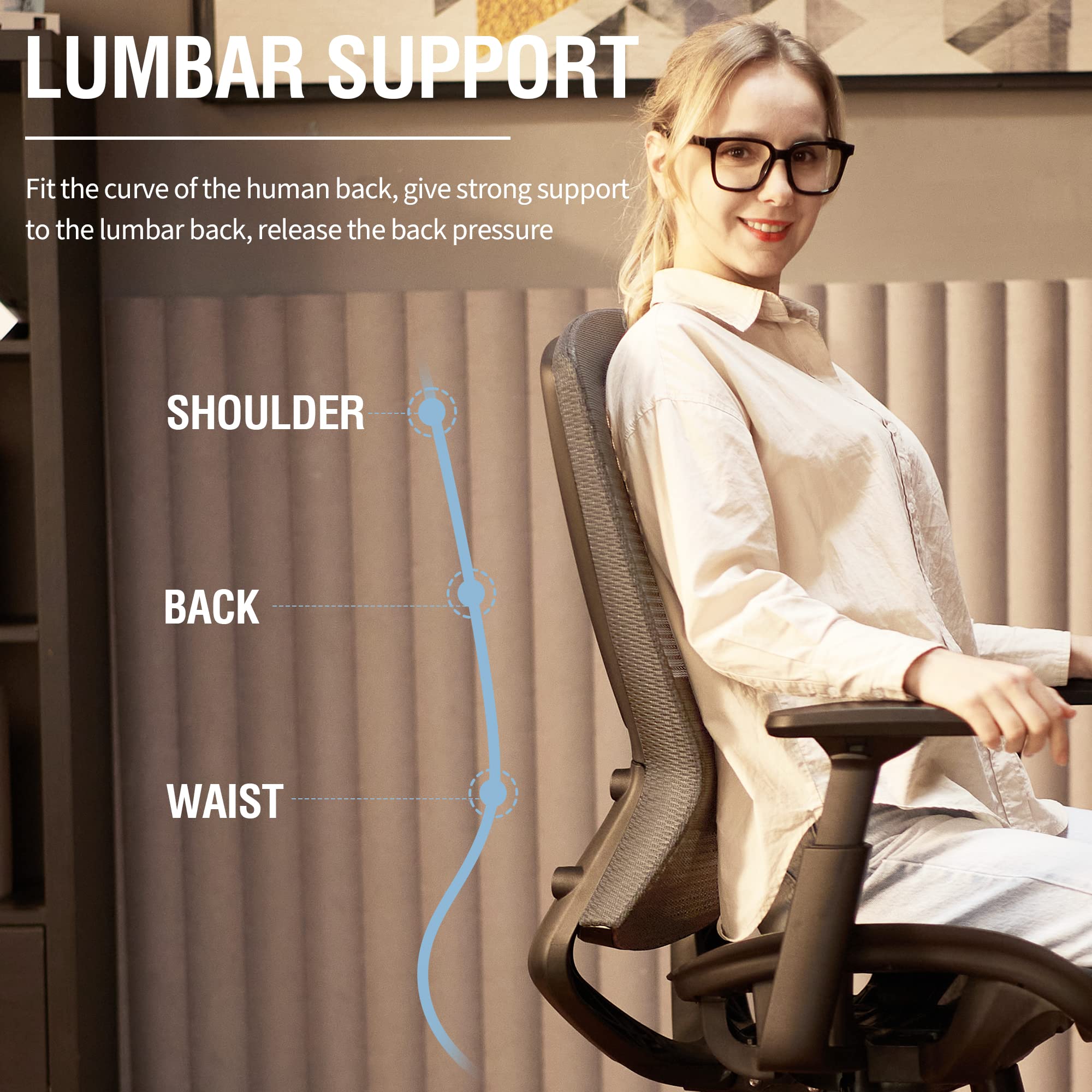 Ergonomic Office Chair | Mesh Computer Desk Chair with Lumbar Support & Adjustable Height