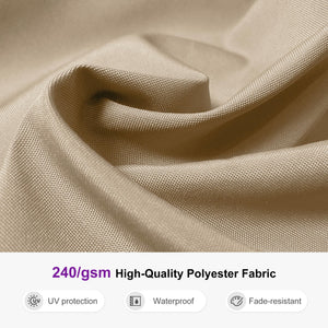 10' X 13' Double Top Deluxe Wood Pattern Rectangle Patio Umbrella Offset Hanging Umbrella Outdoor Market Umbrella Garden Umbrella, Beige
