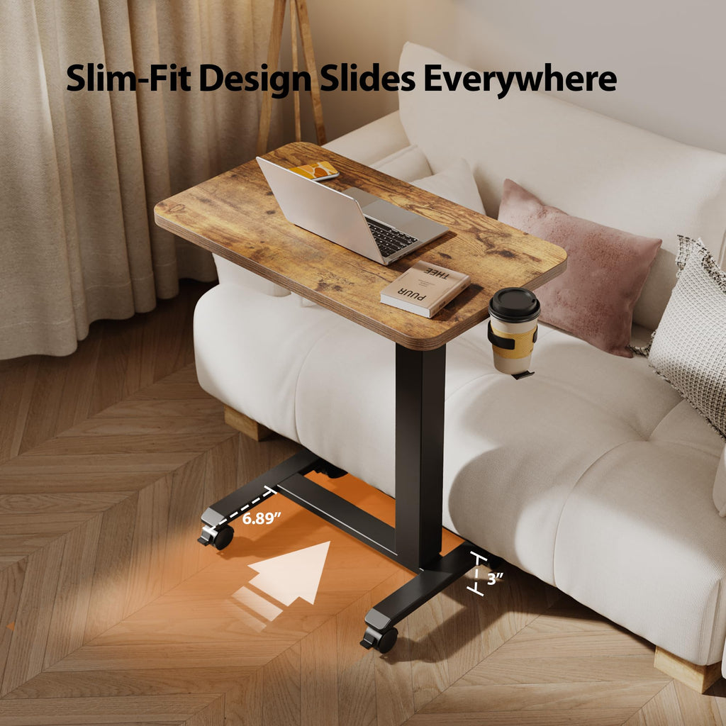Electric Standing Desk, 26 x 16 Inches Height Adjustable Desk, Sit Stand up for Work Office Home, Ergonomic Rising Computer Table with with Wheels, Rustic Brown