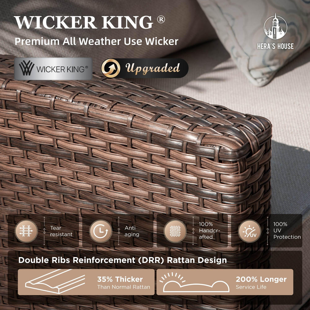 Patio Wicker Chairs Outdoor Swivel Rocker Chairs Set with Ottomans, 4 Piece Outdoor Seating Furniture Conversation Sets for Lawn Deck Porch Pool, Brown/Beige