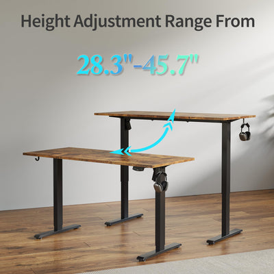 Electric Standing Desk, 63 x 24 Inches Height Adjustable Desk, Sit Stand up for Work Office Home, Ergonomic Rising Computer Table with Memory Preset, Rustic Brown