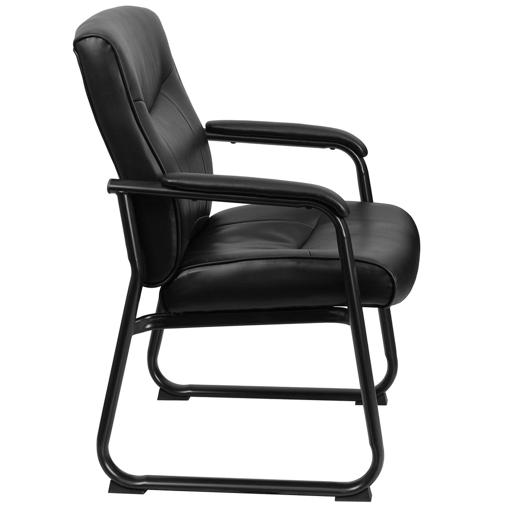 Hercules Series Big & Tall LeatherSoft Executive Side Reception Chair, Padded Lobby Chair with 500-lb. Static Weight Capacity, Black