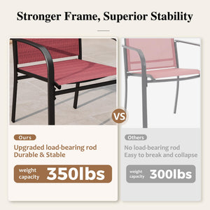 Red Patio Dining Set for 4, 5 Piece Outdoor Table and Chairs Set, 4 x Textilene Dining Chair, 37