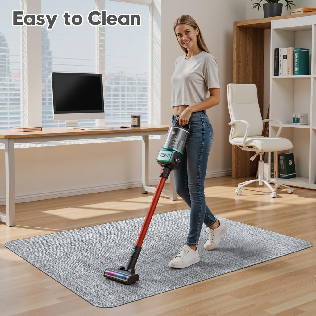 Office Chair Mat for Hardwood & Tile Floor,Computer Gaming Chair Mat for Rolling Chairs Non-Curve, Anti-Slip, Heavy Duty Floor Protector for Home Office,Grey (48" x 55")