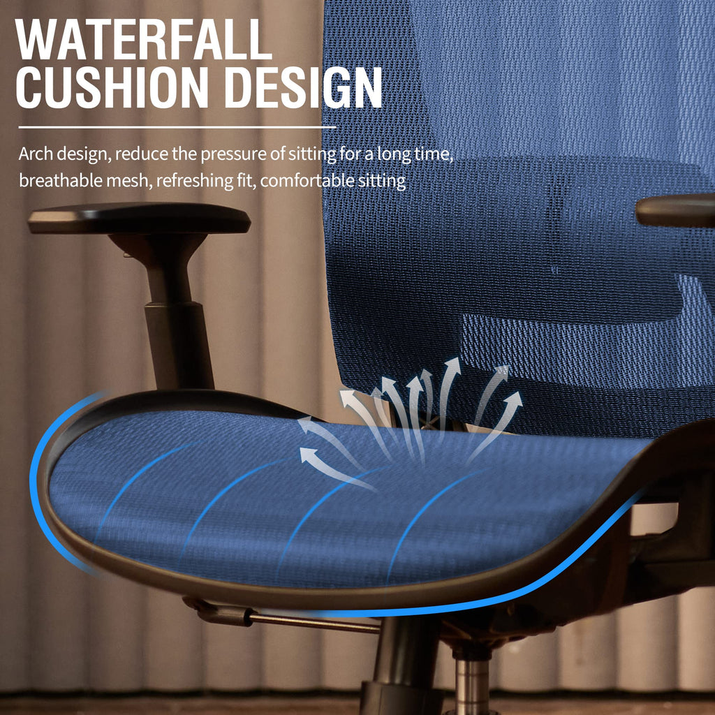 Office Chair,Ergonomic Computer Desk Chair,Sturdy Task Chair- Adjustable Lumbar Support & Armrests,Tilt Function,Comfort Wide Seat,Swivel Home Office Chair (Blue)