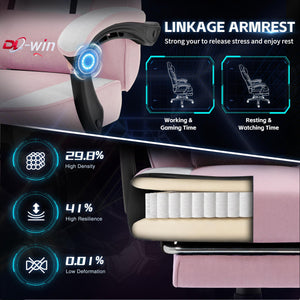 Video Gaming Chair for Adults, Computer Chair with Footrest and Ergonomic High Back, Big and Tall Gamer Chair with Massage Lumbar Support (Blush)