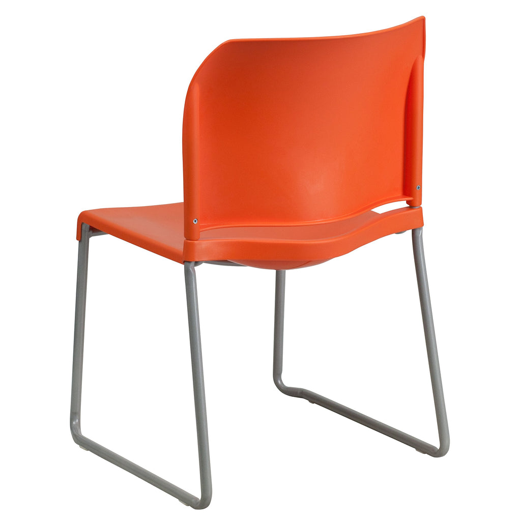 Set of 5, Orange, Hercules Series Contoured Stacking Chairs for Waiting Rooms and Offices, Ergonomic Lobby Chairs with Curved Back