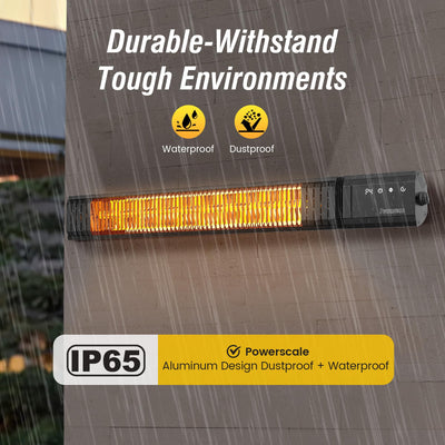 Outdoor Heaters for Patio Electric with Tripod Stand, 1500W Infrared Electric Patio Heater, IP65 Rated, 4 Heat Levels & 24H Timer with Remote, For Covered Outdoor/Indoor & Spot Heating