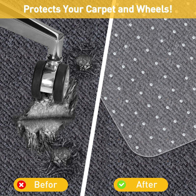 Heavy Duty Office Chair Mat for Carpet Floors & Desk Mat for Carpeted Floors - Clear Floor Protector with Extended Lip | Slip-Resistant, Easy Glide 36