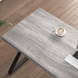 Modern Desk, Rustic Wood and Metal Computer Desks for Home Office, Simple Study Writing Work Table for Bedroom Living Room, Light Grey, 60 Inch