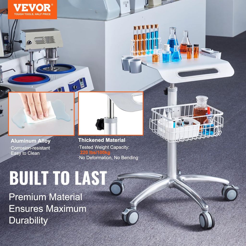 Mobile Trolley Dental Cart 29.5"-41.3" Height Adjustable Medical Cart with Wheels Rolling Cart Scanner Table with Large Tabletop?16.5"× 15.7"?