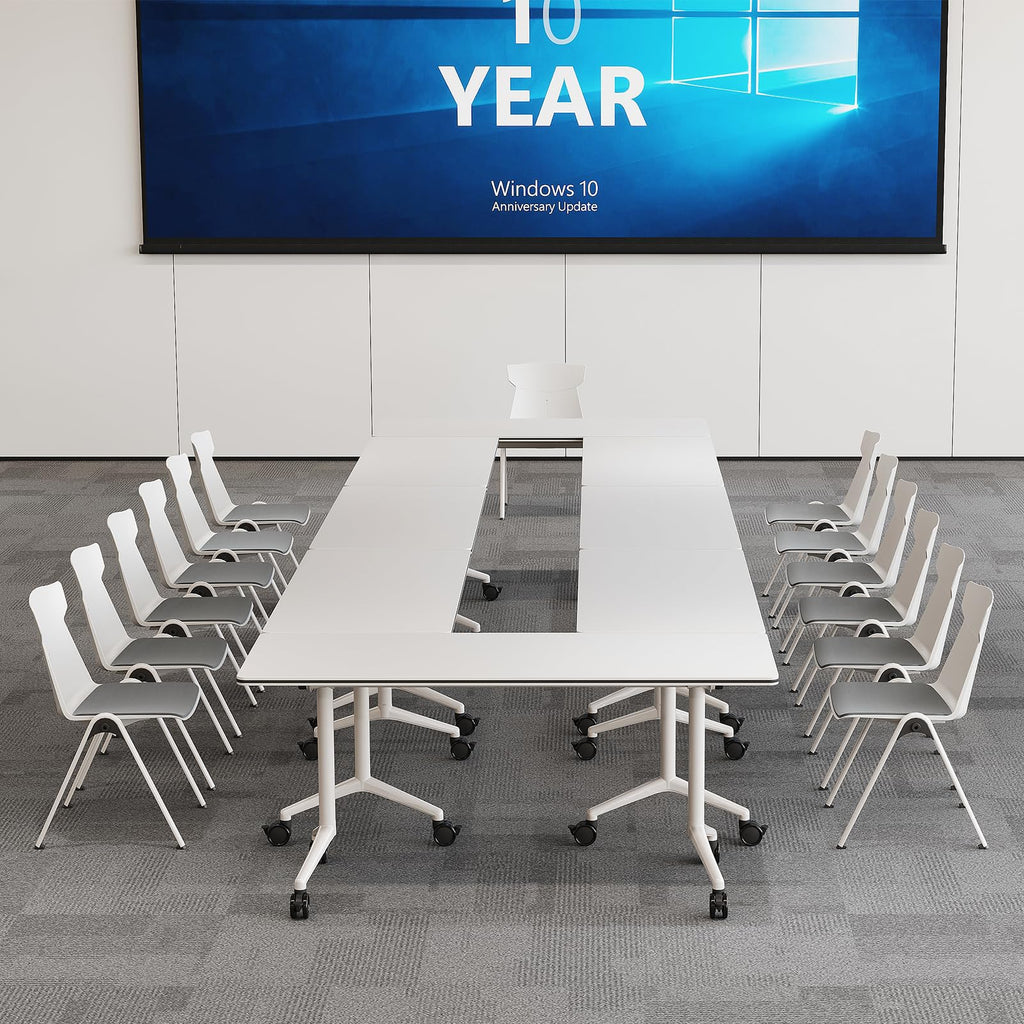 Folding Conference Room Tables 4 Pack, Foldable Modern Mobile Meeting Table Desk Training Table 6FT Large Rolling OfficeTable for Conference Training Classroom (4, 70.8" * 23.6" * 29.5")