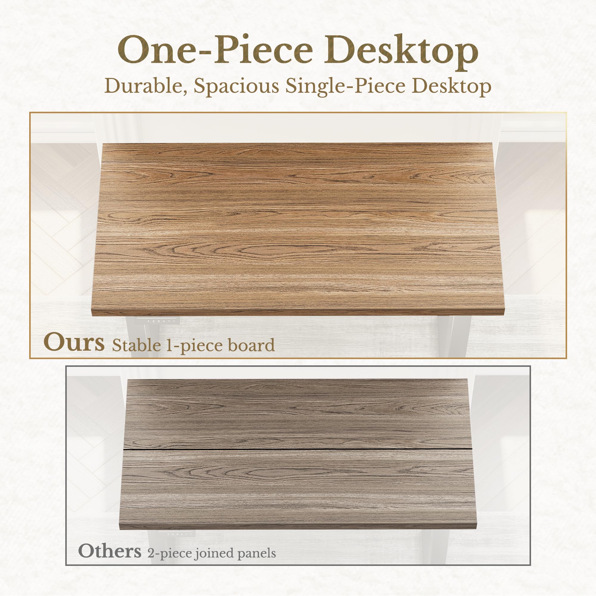 Electric Standing Desk, 48 Inch Adjustable Height Sit Stand Up Desk with 1.18" Thickness Whole-Piece Desktop, Computer Office Desk for Home Office, Light Oak