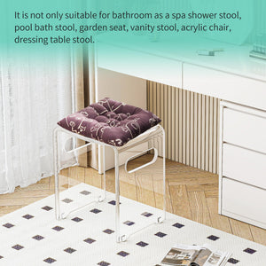 Modern Acrylic Shower Bench, Clear Stool with Anti-Skip Silicone Buckles and 12 Pcs Water Leaking Hole 350 LBS Weight Capacity