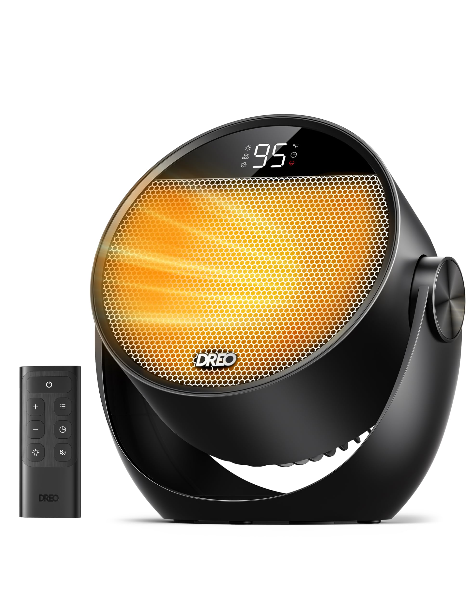 Space Heater 1500W, 60° Adjustable Tilt, 10.5ft/s Portable Electric Heaters for Indoor Use with Thermostat, 8 Safety Protections, 3 Modes, Remote, Quiet Desk Heater for Bedroom, Office, Black