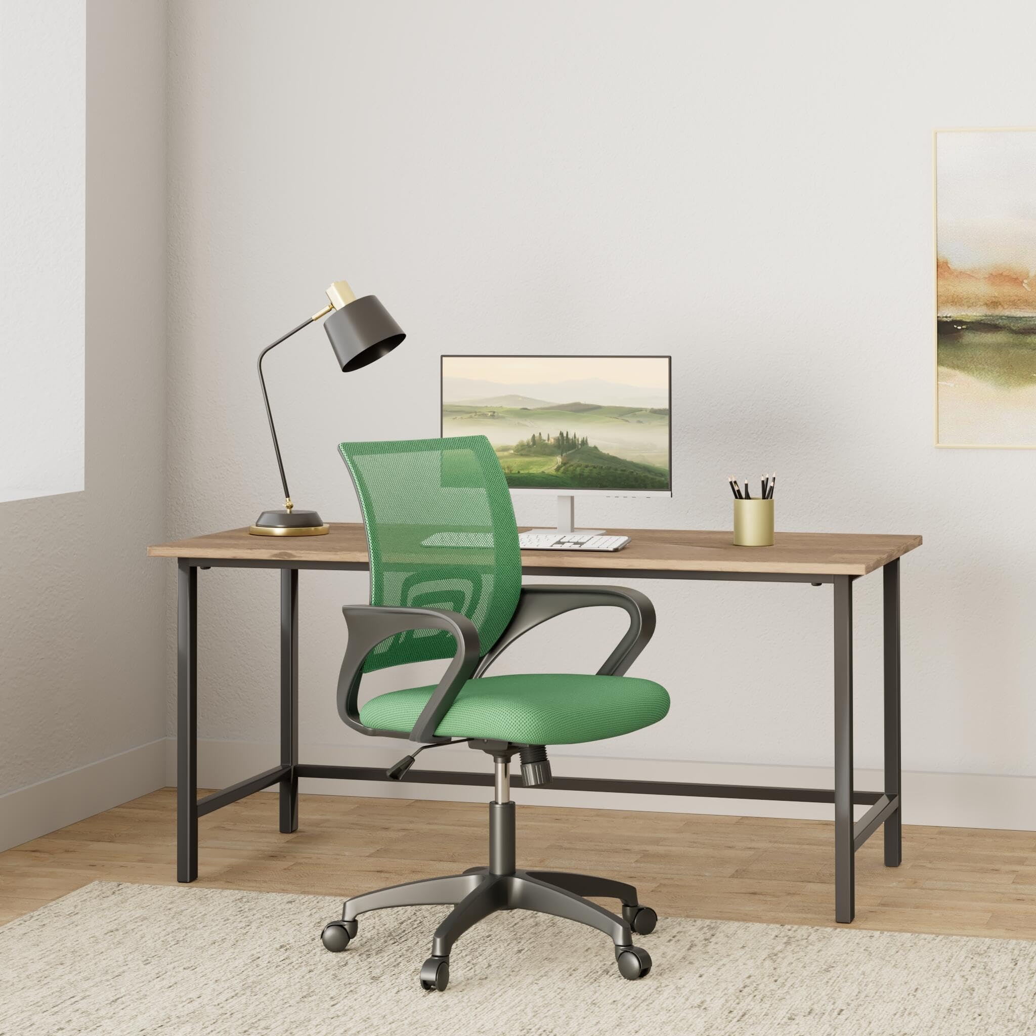 Home Office Chair Ergonomic Desk Chair Mesh Computer Chair with Lumbar Support Armrest Executive Rolling Swivel Adjustable Mid Back Task Chair,Green