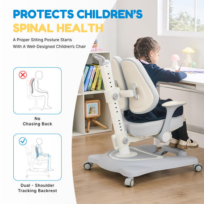 Kids Desk Chair,Ergonomic Chair: Height-Adjustable, Double Back Support – Multifunctional for Study/Work/Dining | Ideal for Kids, Petite Adults – Ultra-Comfy (Bedrooms, Schools, Offices)(Grey)