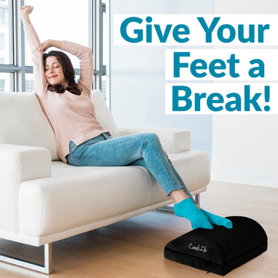 Foot Rest for Under Desk at Work – Adjustable Desk FootRest for Office Chair, Gaming Accessories – Ergonomic Teardrop Design for Back, Hip & Leg Pain Relief – 100% Memory Foam (Black)