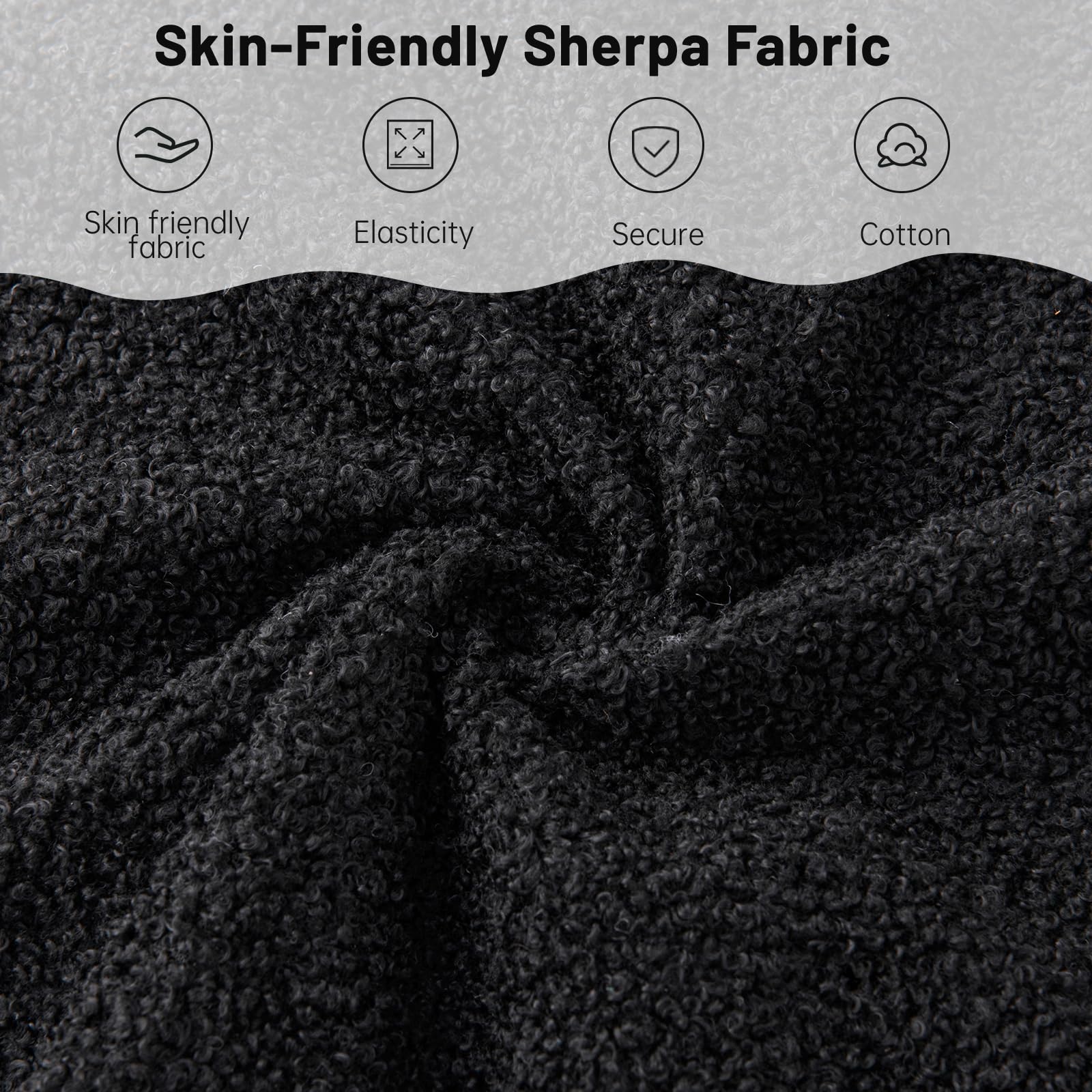 Boucle Accent Chair for Living Room, Upholstered Reading Chair with High Backrest, Tufted-Button Wingback Armchair for Bedroom, Dressing Room, Home Office, Black, Set of 2