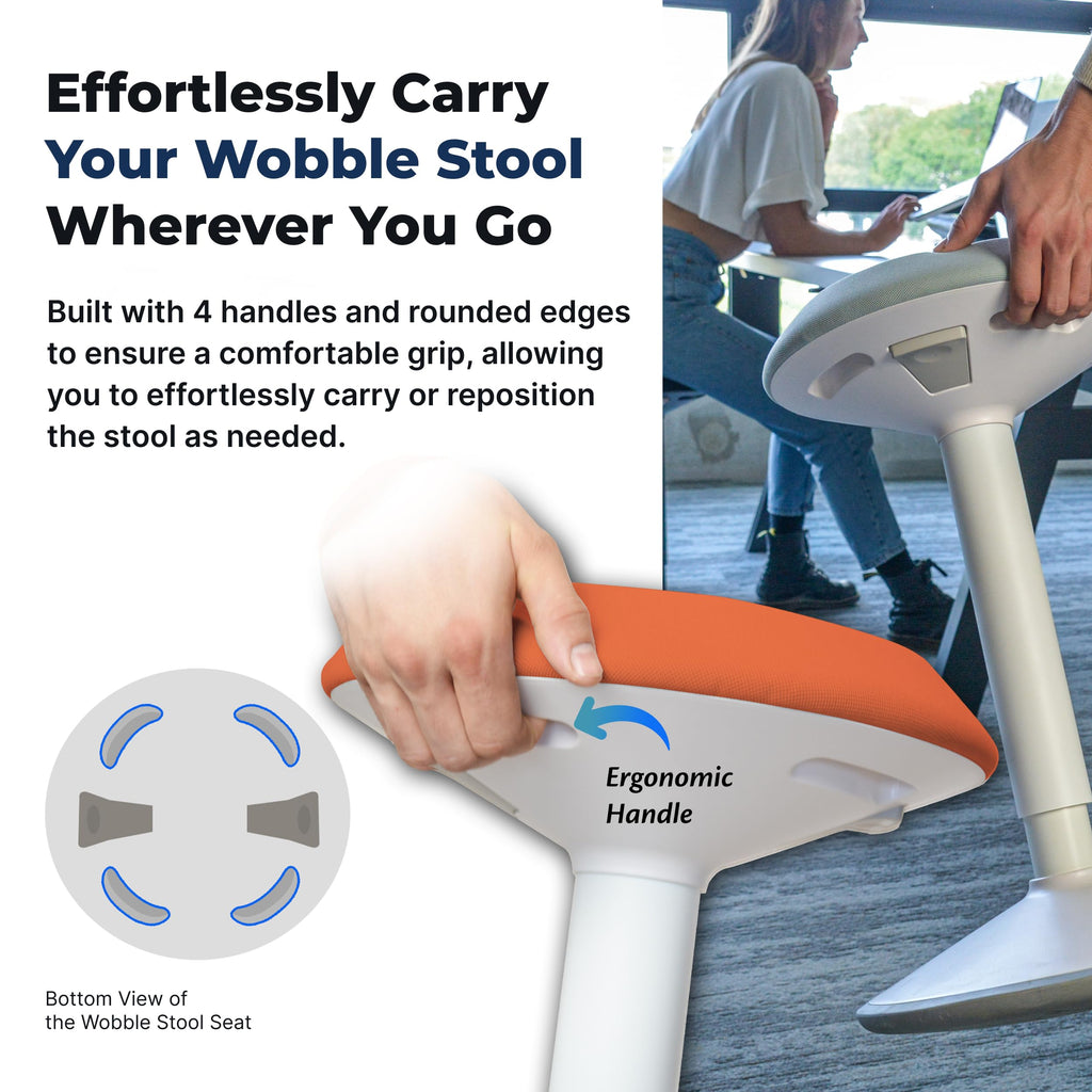 Standing Desk Stool Chair, Height Adjustable Stool 21-31 inch for Office and Classroom, Swivel seat, Anti-Slip Bottom Ergonomic Wobble Stool with Rocking Motion, Orange