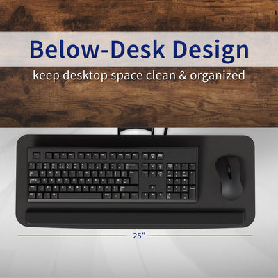Adjustable Computer Keyboard & Mouse Platform Tray Ergonomic Under Table Desk Mount Drawer Underdesk Shelf (MOUNT-KB03B)
