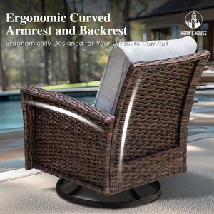 High Back Outdoor Swivel Chairs with 5.5