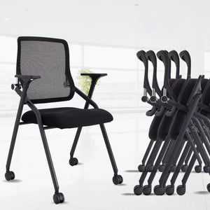 8 Pack Stackable & Foldable Conference Room Chairs with Lumbar Support, Armrest - Ergonomic Mesh Bouncing Back for Office Meeting, Conference, Reception and Training Room Chair