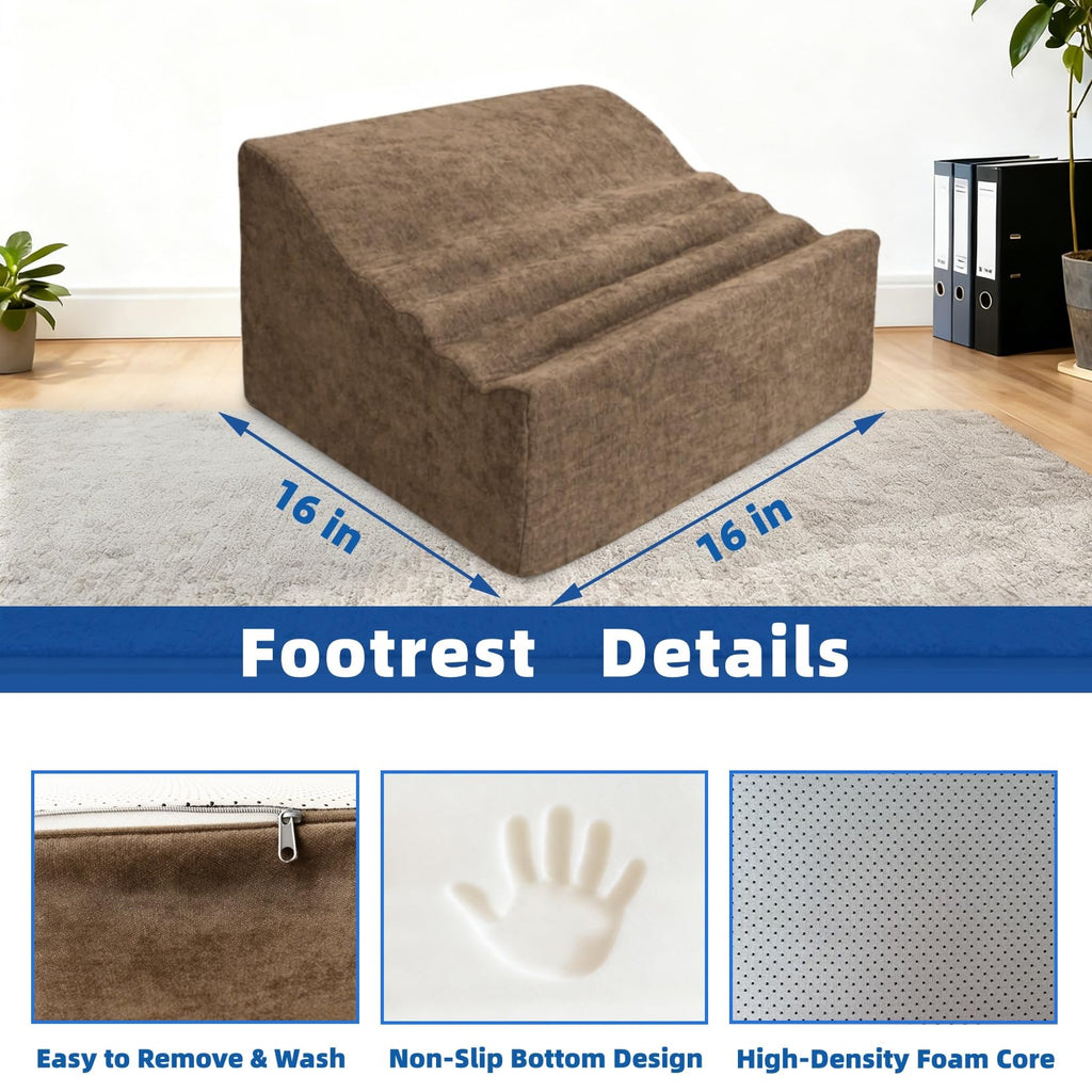 Foot Rest for Under Desk at Work, Non-Slip Office Foot Stool for Office Chair, Gaming Chair & Sofa, Leg Elevation Support for All-Day Comfort (Brown)