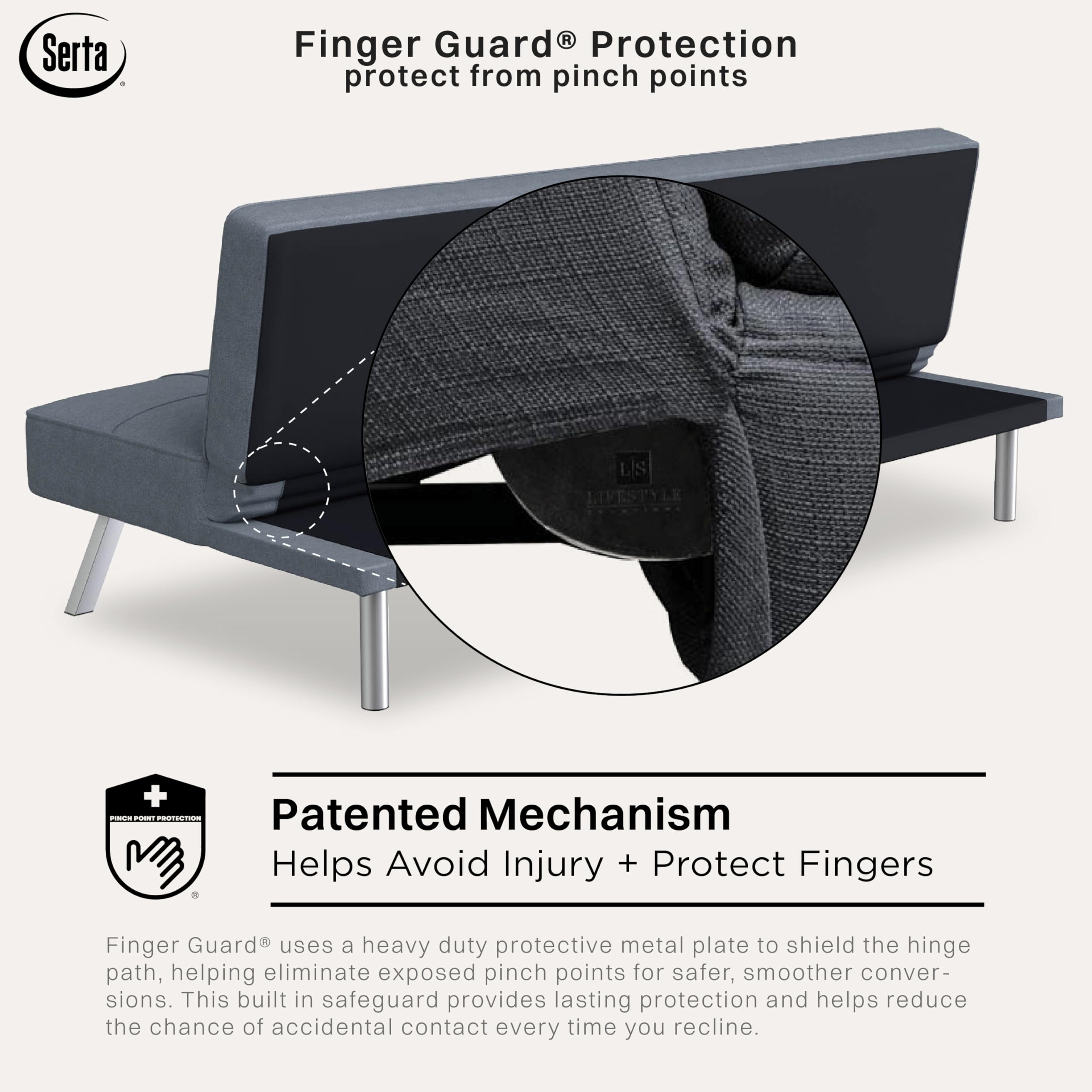 Rane Convertible Sofa Lounger Microfiber Light Grey Full