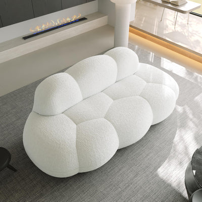 Cloud Shaped Couches for Living Room, Modern Comfy Upholstered Sofa, Cloud Shaped Leisure Sofa, Upholstered Couch for Bedroom, Apartment, Small Space (White, No Assembly Required)
