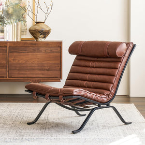 Leather Upholstered Armless Chair Modern Design Luxury Lounge Chair (Dark Brown)