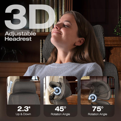 Ergonomic Office Chair with Footrest, Big and Tall Home Desk Chair with 5D Flip-Up Arms, Adjustable 3D Lumbar Support,High Back Rolling Computer Chair, Swivel Mesh Chairs (Library Oak)