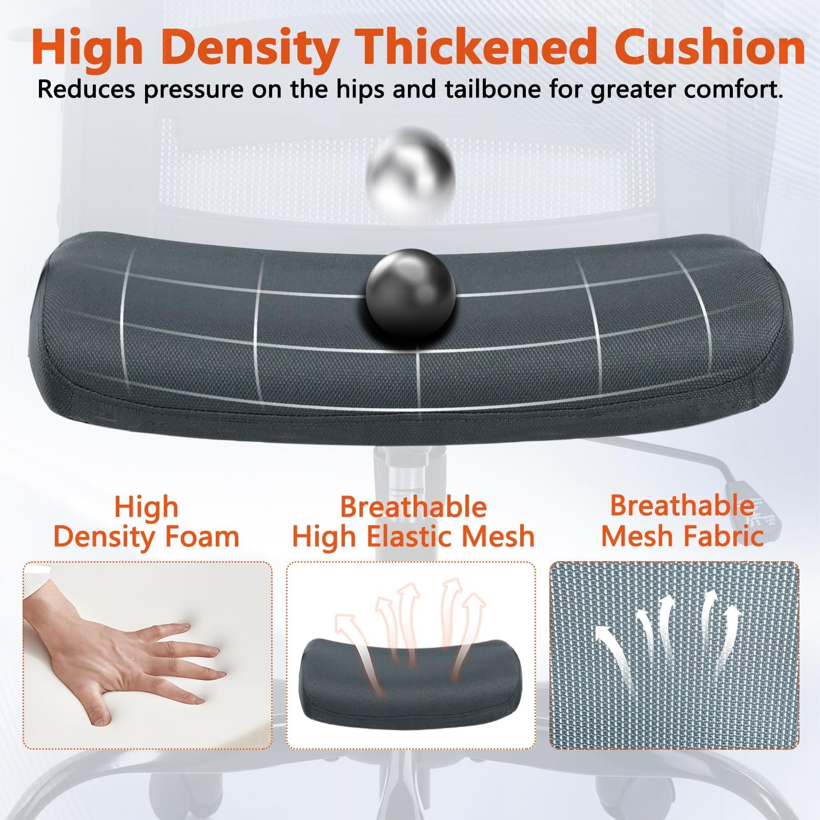 Ergonomic Office Desk Chair - Mesh Office Chair with Adjustable Lumbar Support, Rolling Comfortable Computer Task Chairs with Arms for Home Conference-Gray, 10 Pack