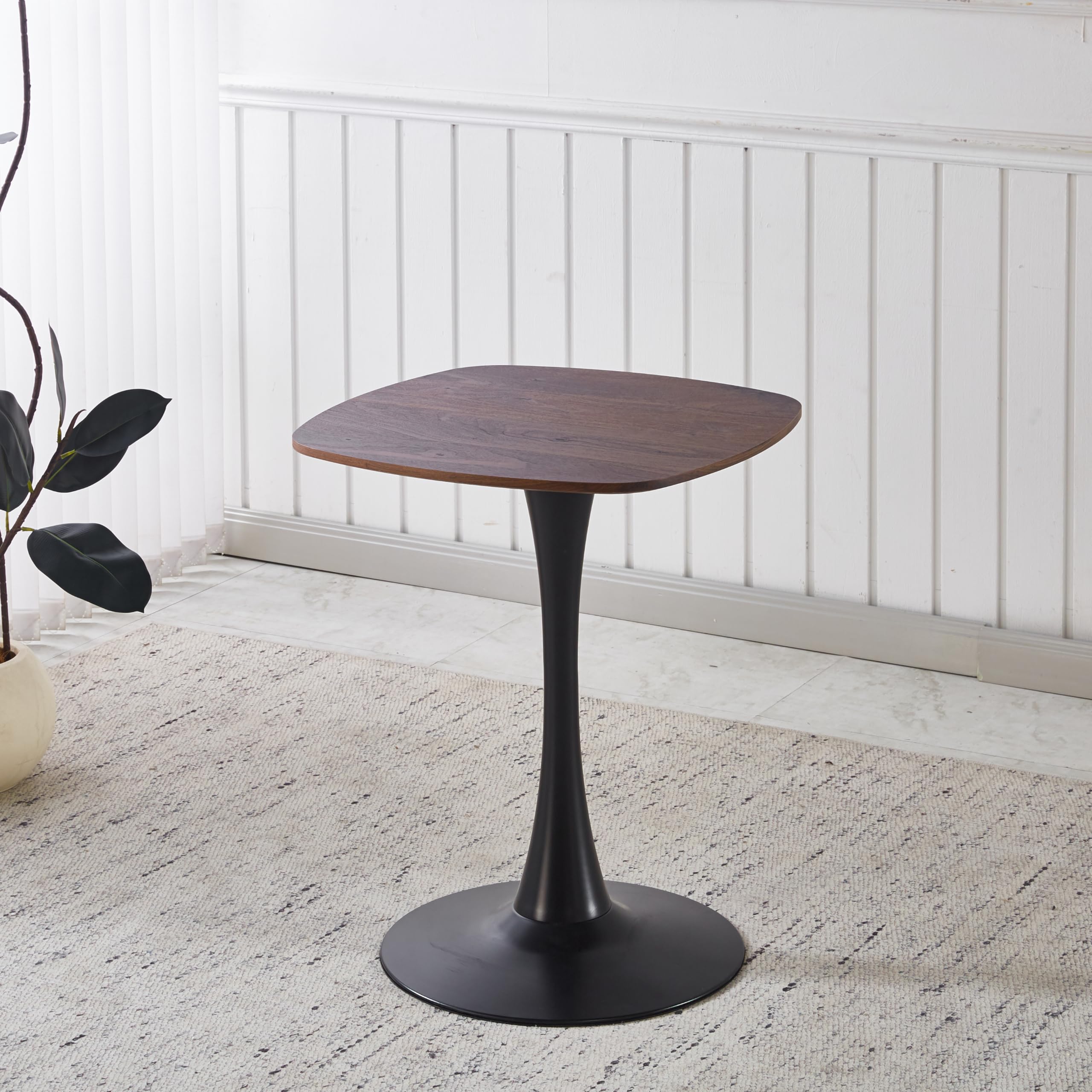 23.6" Square Tulip Dining Table, Mid-Century Tulip Table Kitchen Tulip Dining Table 2 People with MDF Table Top & Metal Base for Office Living Room
