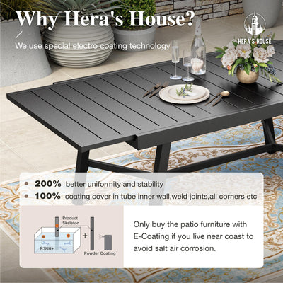 Extendable Patio Table and Chairs Set for 8, 9 Pieces Outdoor Dining Sets, 61
