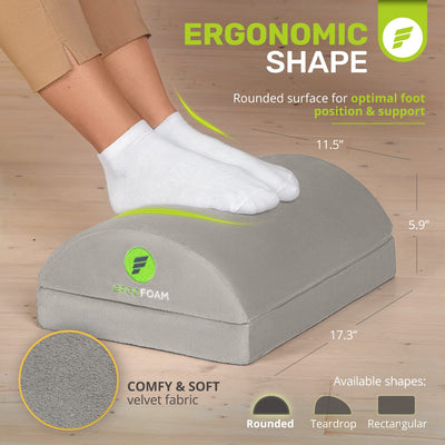 Foot Rest for Under Desk at Work - Chiropractor Endorsed 2in1 Adjustable Premium Under Desk Footrest - Ergonomic Desk Foot Rest with High-Density Compression-Resistant Velvet Soft Foam (Grey)