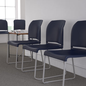 Set of 5, Navy, Hercules Series Contoured Stacking Chairs for Waiting Rooms and Offices, Ergonomic Lobby Chairs with Curved Back
