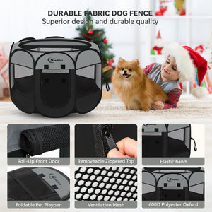Dog Cat Playpen, Puppy Pet Playpen Indoor for Dog Crate Tent Cage Outdoor, Portable Pop Up Dogs Enclosure Kennel with Carrying Case for Dogs/Cats/Rabbits (Dark Grey, Medium)