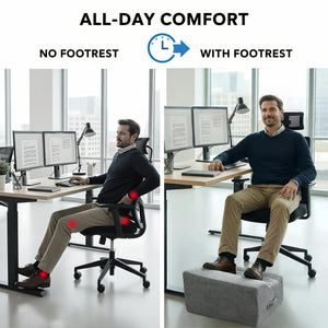 Under Desk Foot Rest, Non-Slip Office Foot Stool for Office & Gaming Chair, Leg Support for All-Day Comfort (Light Gray)