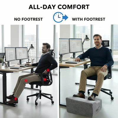 Under Desk Foot Rest, Non-Slip Office Foot Stool for Office & Gaming Chair, Leg Support for All-Day Comfort (Light Gray)
