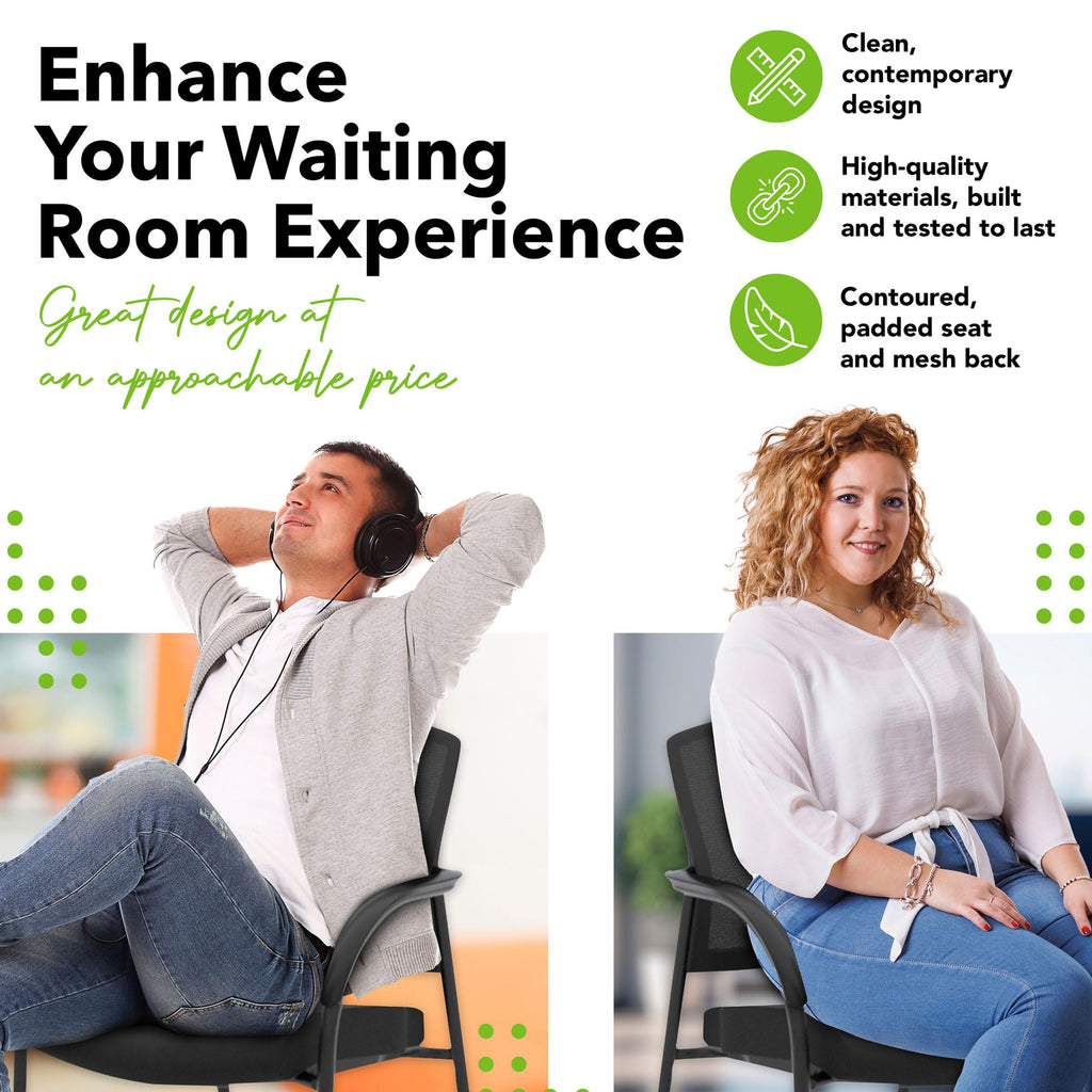 Office Chairs for Guests, Lobby, Waiting Rooms, Armless Stackable Chairs, Comfy Desk Seating, Navy